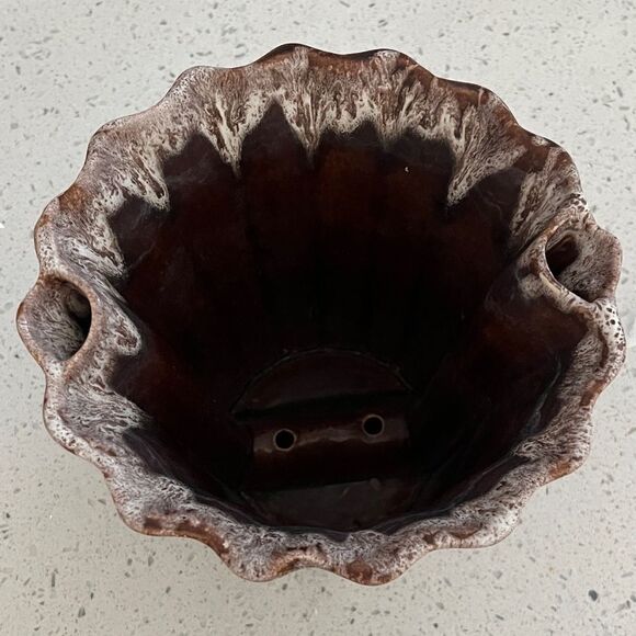 Plant-Master Calif. Vintage Brown Drip Glaze Pat Pend 407R Fluted Planter RARE - Picture 3 of 7